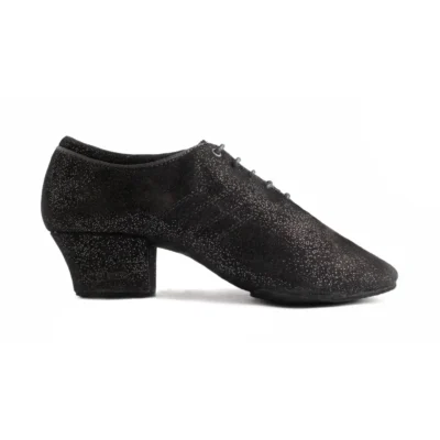Čierne nubukové tanečné topánky PortDance PD008 NUBUCK Glam so 4 cm podpätkom.