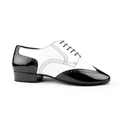 Čierno-biele kožené pánske štandardné tanečné topánky PortDance PD042 TANGO.