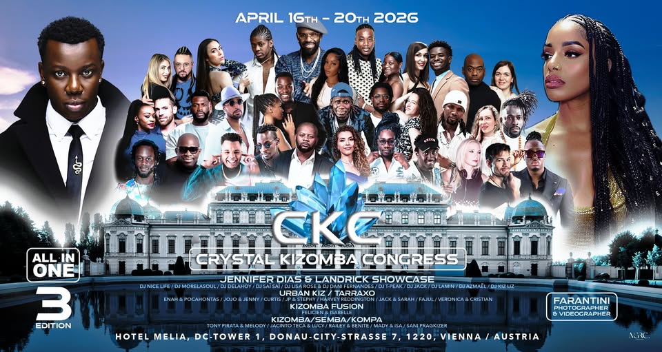 Oficiálny vizuál Crystal Kizomba Congress 2026 vo Viedni.