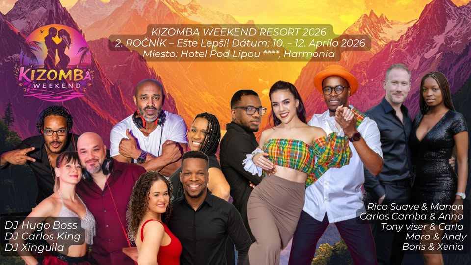 Oficiálny vizuál Kizomba Weekend Resort 2026 – tanečný festival v Hoteli pod Lipou (Modra).
