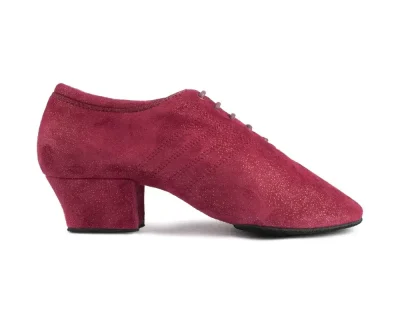 Bordové nubukové tanečné topánky PortDance PD008 NUBUCK Glam so 4 cm podpätkom.